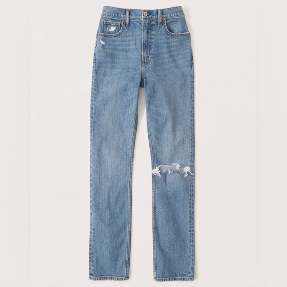 NWOT Abercrombie & Fitch 90s Slim Straight Ultra High Rise Jean Size 26 2 Reg - Picture 2 of 16